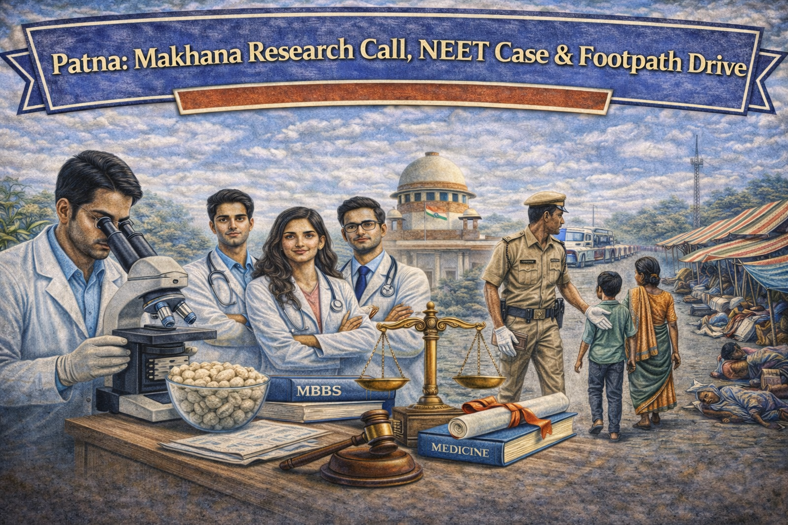 Patna News Update: Makhana Research Call, NEET Case & Footpath Drive | NMC, WHO & NEET Rank Predictor Insights